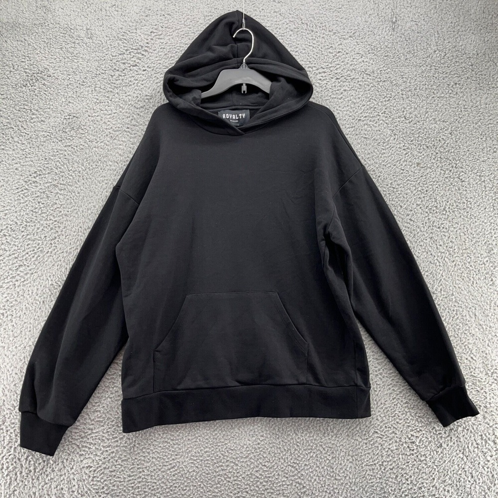 Royalty Sweaters Mens Medium Black‎ Pullover Hooded Long Sleeve New
